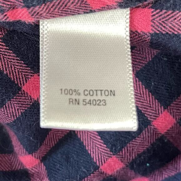 Banana Republic Flannel Button down Size Medium Pink Navy Blue Checkered - Picture 5 of 5